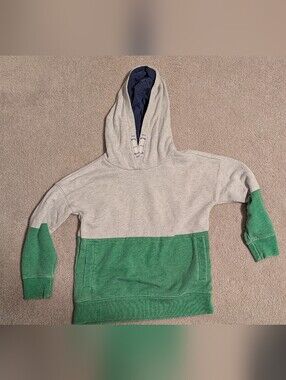Boden Two-Tone Gray and Green Kids Hoodie Sweater 4-5y